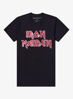 Iron Maiden Glitter Logo Boyfriend Fit Girls T-Shirt