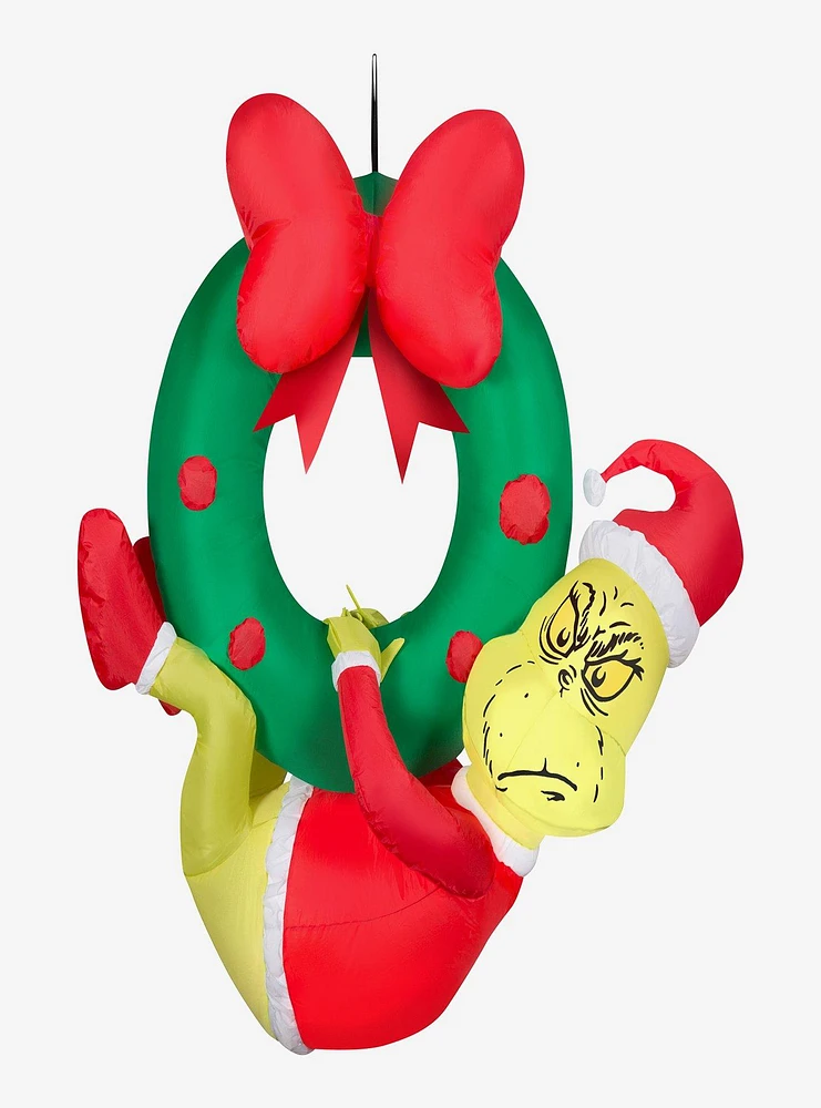 The Grinch Hanging from Wreath Airblown