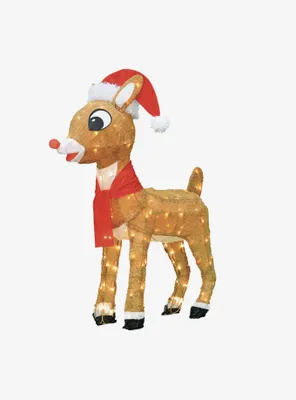 Rudolph the Red-Nosed Reindeer Santa Hat Scarf Yard Decor