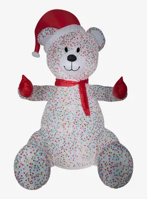 Candy Sprinkles Bear Santa Hat and Scarf Animated Airblown