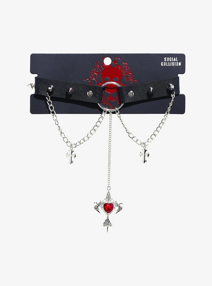 Social Collision® Heart Cross Dangle Choker