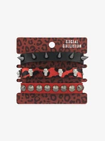 Social Collision® Leopard Print & Red Studded Bracelet Set