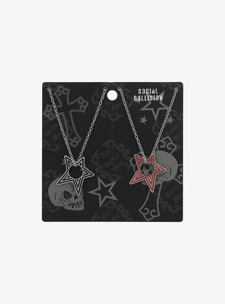 Social Collision® Open Star Outline Best Friend Necklace Set