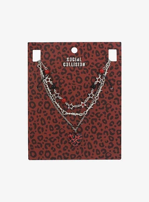Social Collision® Red Leopard Heart Necklace Set