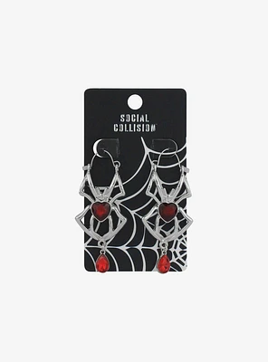 Social Collision® Red Heart Spider Hoop Earrings