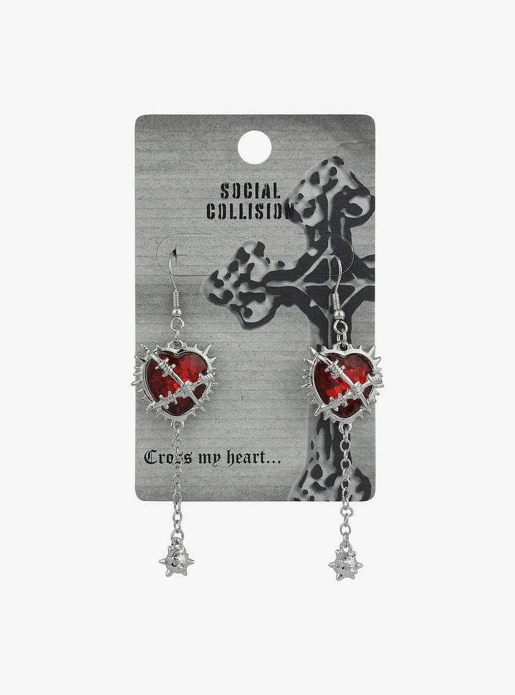 Social Collision® Heart Spike Chain Earrings