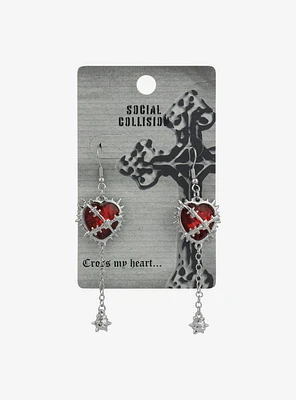 Social Collision® Heart Spike Chain Earrings