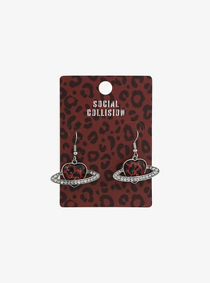 Social Collision® Leopard Heart Planet Earrings