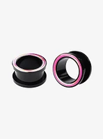 Acrylic Black & Iridescent Pink Eyelet Plug 2 Pack
