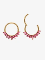 16G Steel Gold Pink Gem Hinged Clicker 2 Pack