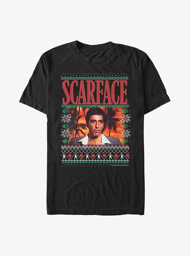 Scarface Tony Montana Ugly Christmas T-Shirt