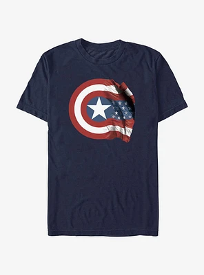 Marvel Captain America Flag And Shield T-Shirt
