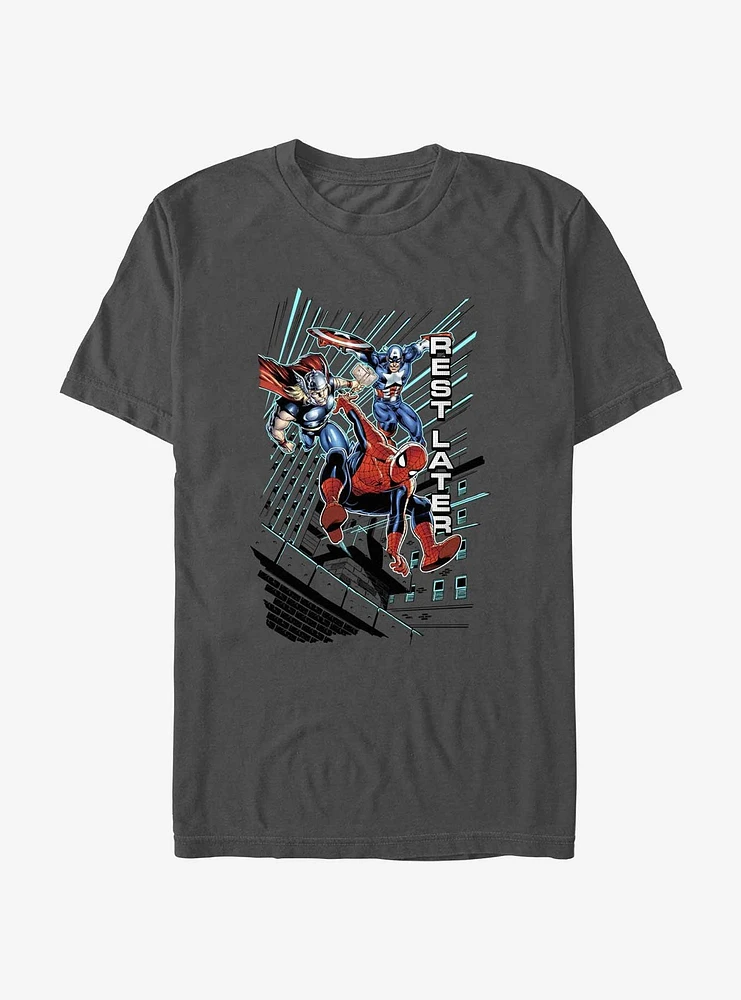 Marvel Avengers Leaping Trio Rest Later T-Shirt