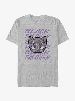 Marvel Black Panther Helmet Text Stack T-Shirt