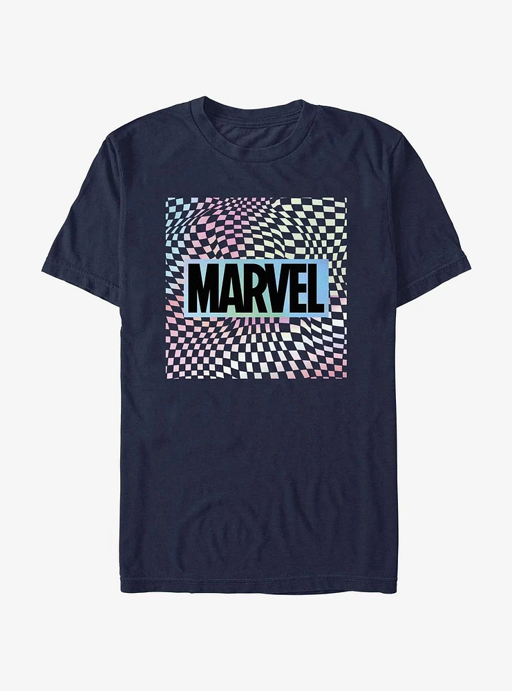 Marvel Warped Checkered Logo T-Shirt