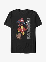 Marvel Avengers Teamwork Spider-Man Iron Man Groot T-Shirt