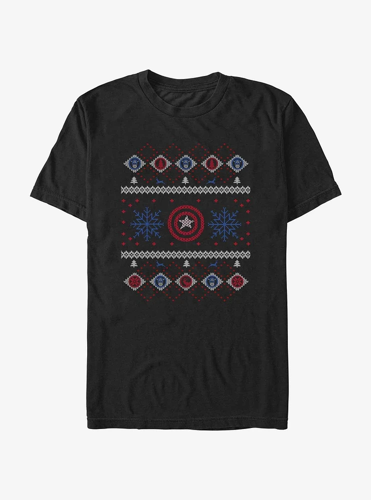 Marvel Captain America Snowflakes Ugly Christmas T-Shirt