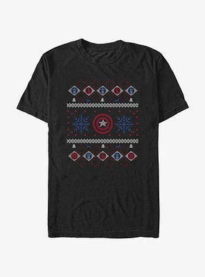 Marvel Captain America Snowflakes Ugly Christmas T-Shirt