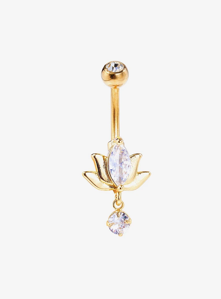 14G Steel Gold Lotus Navel Barbell