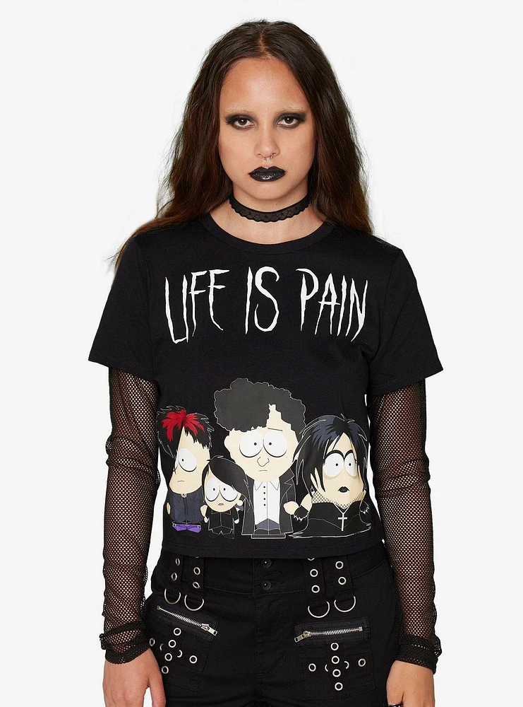 South Park Goth Kids Fishnet Girls Long-Sleeve Twofer