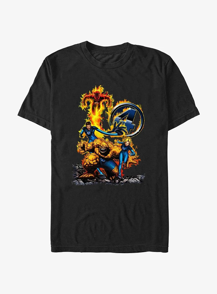 Marvel Fantastic Four F4 On Fire T-Shirt