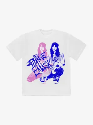 Billie Eilish Pink & Blue Double Boyfriend Fit Girls T-Shirt
