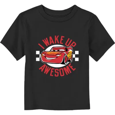 Disney Pixar Cars Wake Up Awesome Lightning McQueen Toddler T-Shirt