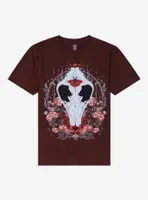 Animal Skull & Mushrooms Brown T-Shirt By Cells Dividing