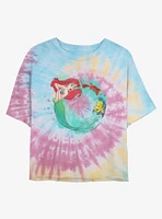 Disney The Little Mermaid Ariel Sebastian and Flounder Girls Tie-Dye Crop T-Shirt