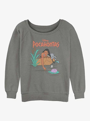 Disney Pocahontas and Meeko Around The Riverbend Girls Slouchy Sweatshirt