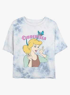 Disney Cinderella Getting Ready Girls Tie-Dye Crop T-Shirt
