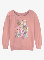 Disney the Princess and Frog Watercolor Princesses Girls Slouchy Sweatshirt