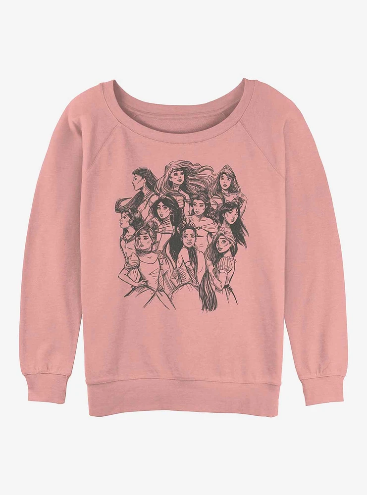 Disney Mulan Princess Sketch Girls Slouchy Sweatshirt