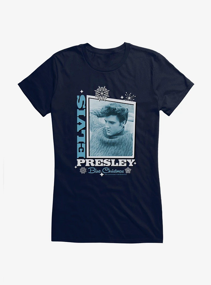 Elvis Presley Blue Christmas Girls T-Shirt