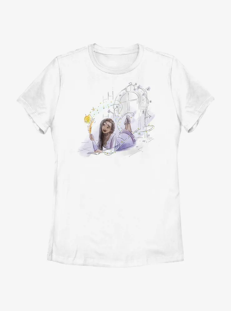 Disney Wish Watercolor Asha and Star Womens T-Shirt