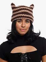 Brown Stripe Ear Knit Beanie