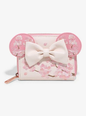 Loungefly Disney Minnie Mouse Cherry Blossom Ears Small Zip Wallet- BoxLunch Exclusive