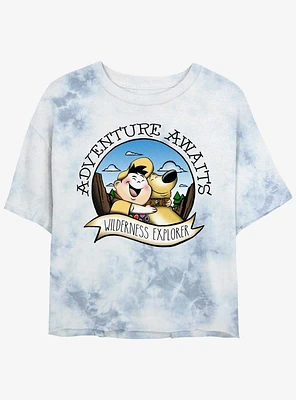 Disney Pixar Up Russell and Dug Wilderness Explorer Girls Tie-Dye Crop T-Shirt