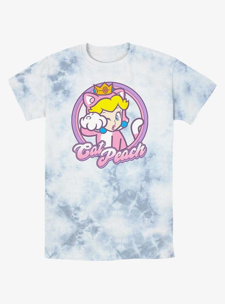 Mario Cat Princess Peach Tie-Dye T-Shirt