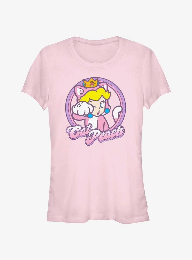 Mario Cat Princess Peach Girls T-Shirt