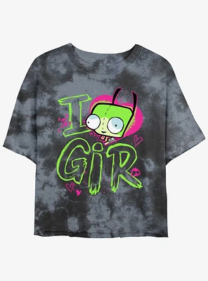 Invader ZIM Love GIR Girls Tie-Dye Crop T-Shirt