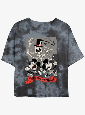 Disney Mickey Mouse A Skele-Ton of Screams Girls Tie-Dye Crop T-Shirt