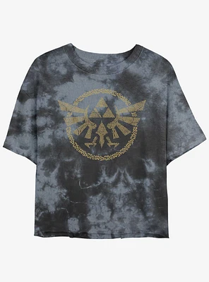 Zelda Hyrule Crest Girls Tie-Dye Crop T-Shirt