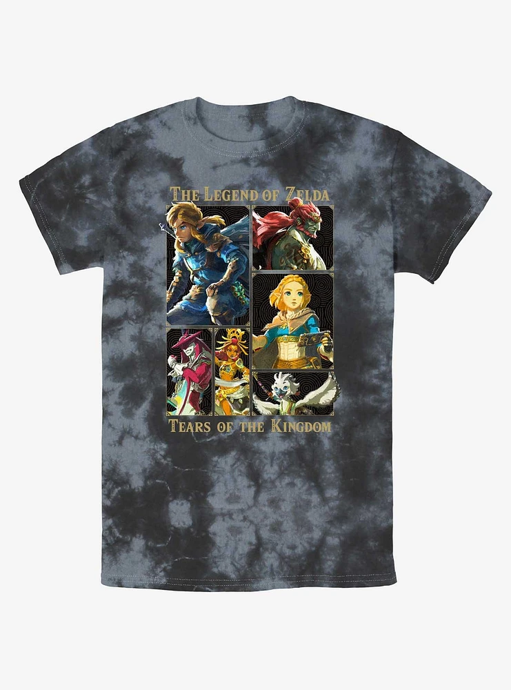 Nintendo Zelda Tears of the Kingdom Character Lineup Tie-Dye T-Shirt