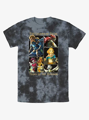 Nintendo Zelda Tears of the Kingdom Character Lineup Tie-Dye T-Shirt
