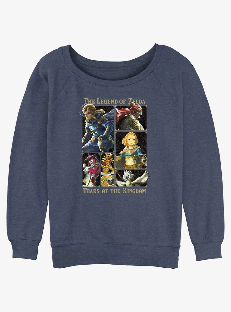 Nintendo Zelda Tears of the Kingdom Character Lineup Girls Slouchy Sweatshirt