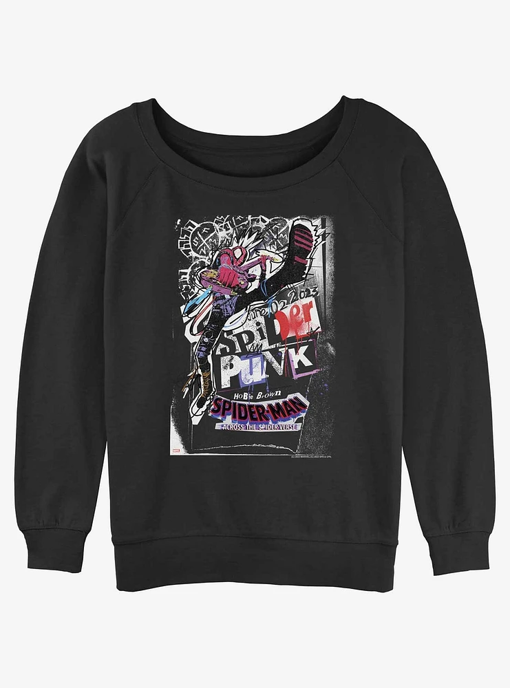 Marvel Spider-Man Across The Spider-Verse Spider-Punk Poster Girls Slouchy Sweatshirt