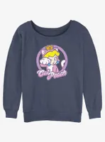 Mario Cat Princess Peach Womens Slouchy Sweatshirt