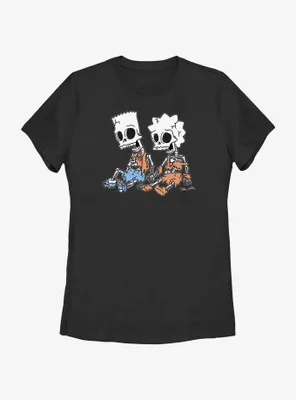 The Simpsons Skeleton Bart And Lisa Womens T-Shirt