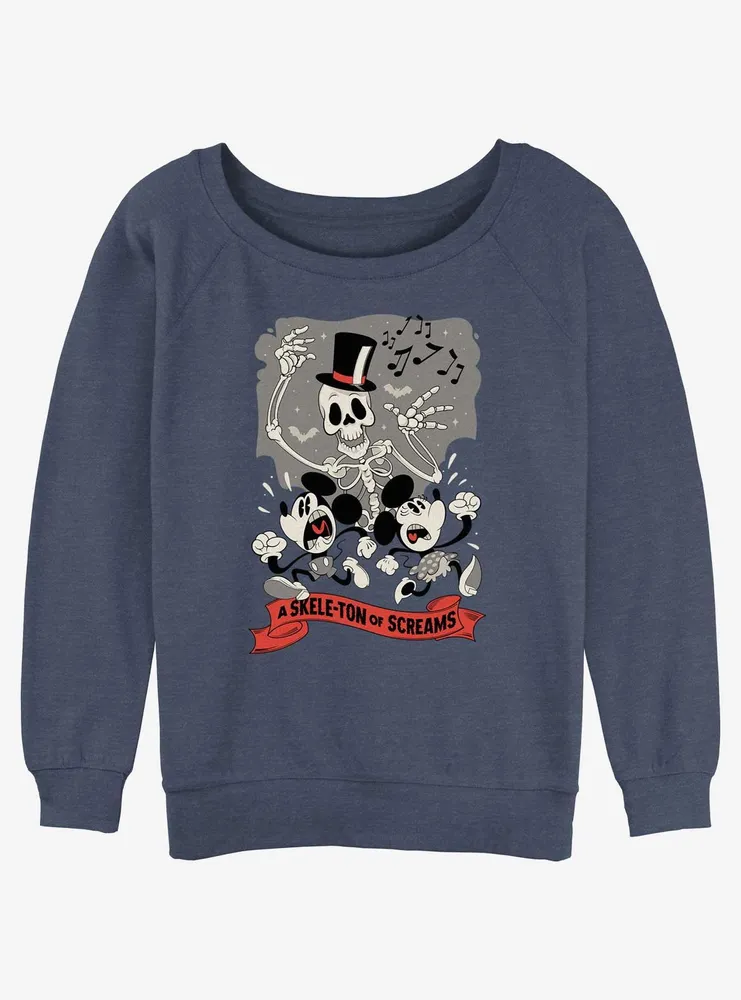 Disney Mickey Mouse A Skele-Ton of Screams Womens Slouchy Sweatshirt